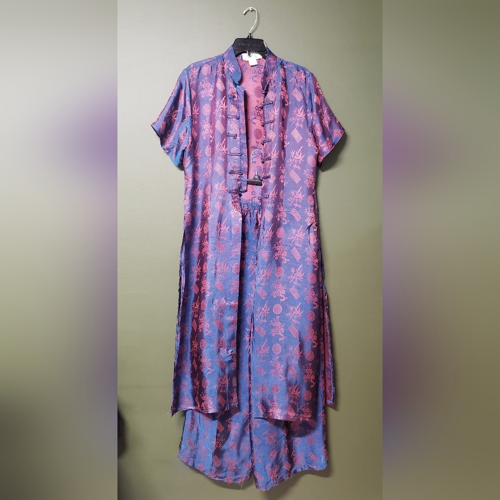 Purple & Pink Silk Kimono-Style Outfit